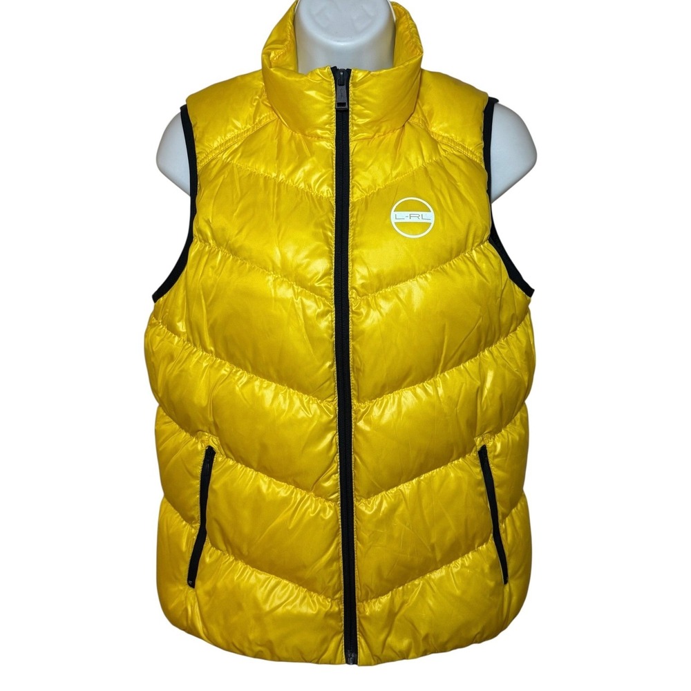 Lauren Active Ralph Lauren Yellow Down Puffer Vest Womens Small Full Zip Quilted
